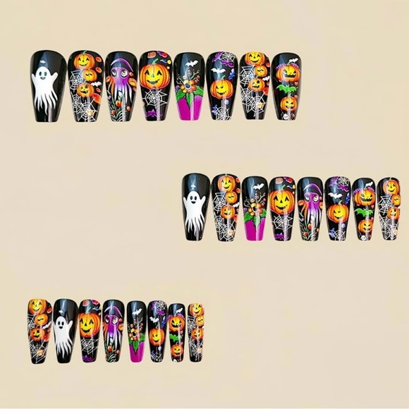 Black & Pumkins Press On Nails NWT - Picture 4 of 9